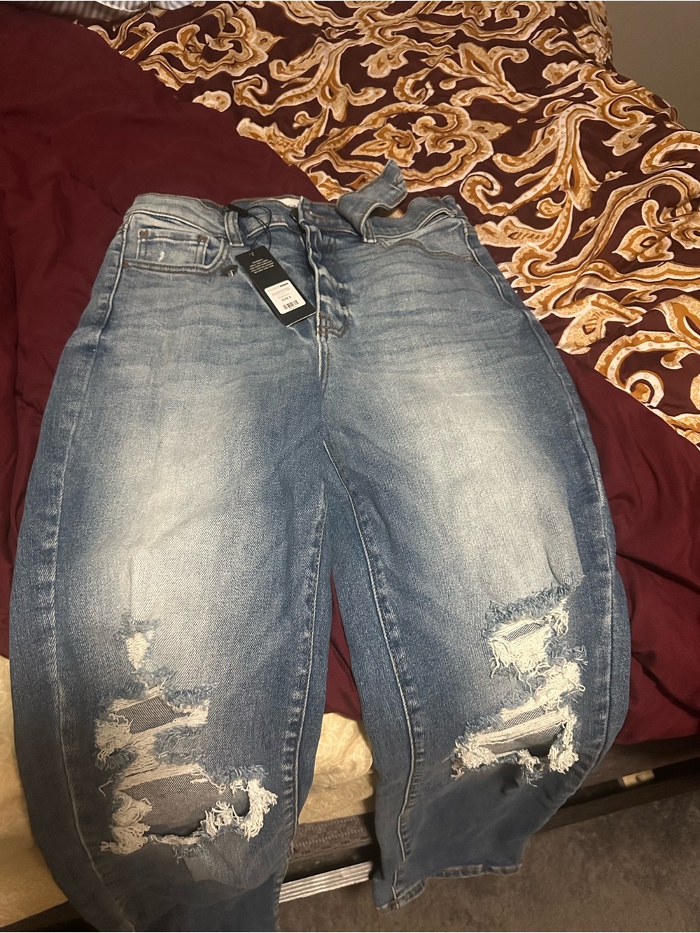 Fashion Nova Distressed Boyfriend Jeans - Blue Wash
